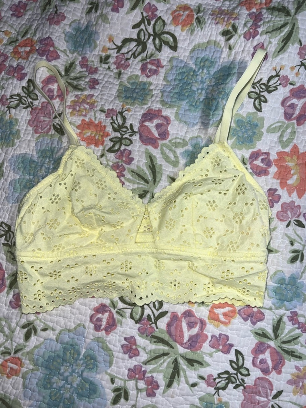 Colsie Pale Yellow Eyelet Lace Bralette